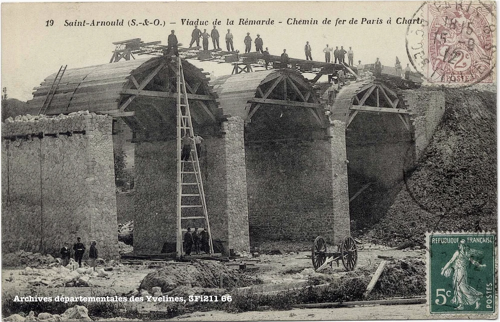 Construction du Viaduc de la Rémarde – Voie Ferrée Paris-Chartres